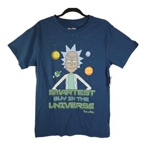 Rick and Morty Smartest Guy in the Universe Graphic T Shirt‎ Blue Medium